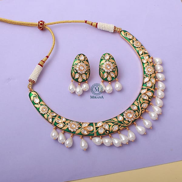 Kaanti Meenakari Husli Polki Necklace Set