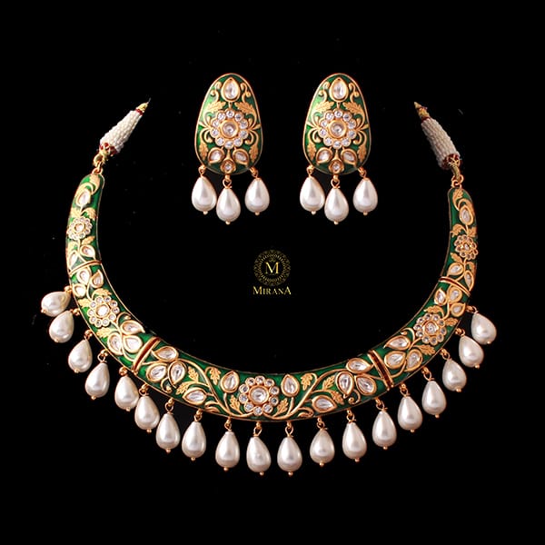 Kaanti Meenakari Husli Polki Necklace Set
