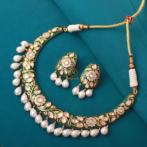 Kaanti Meenakari Husli Polki Necklace Set