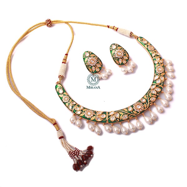 Kaanti Meenakari Husli Polki Necklace Set