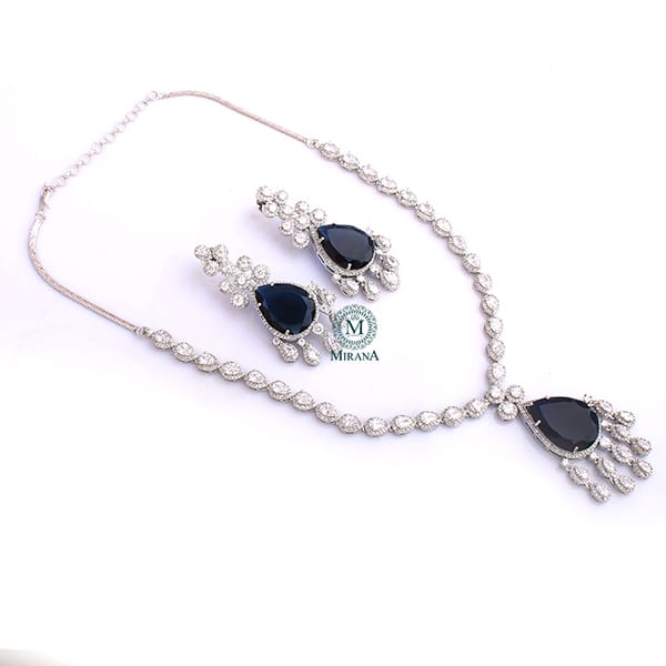 Nio Sapphire Blue Designer Necklace Set