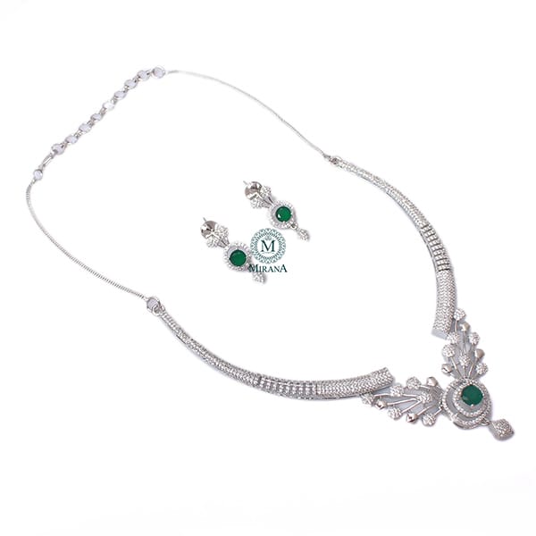 Anomi Emerald Green CZ Designer Necklace Set