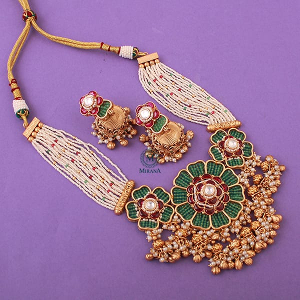 Phulwari Pearl Antique Designer Necklace Set