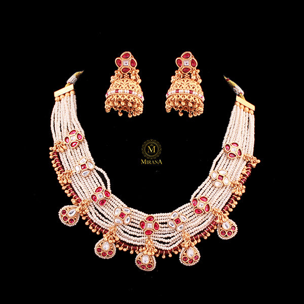 Hansika Ruby Antique Designer Necklace Set