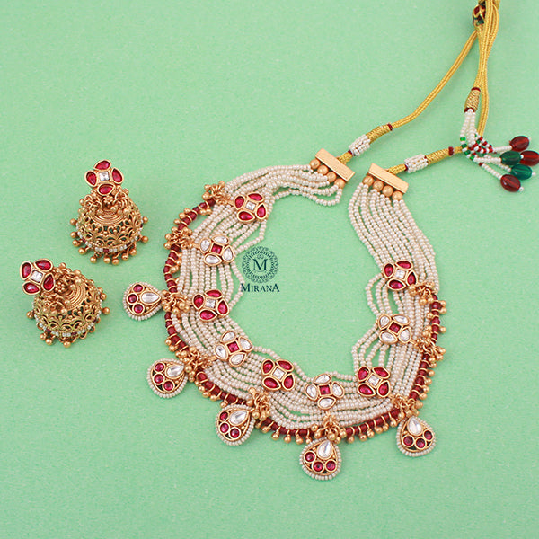 Hansika Ruby Antique Designer Necklace Set