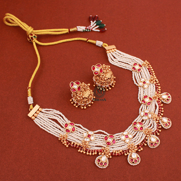 Hansika Ruby Antique Designer Necklace Set