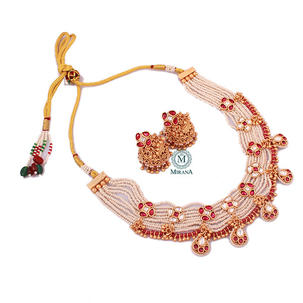 Hansika Ruby Antique Designer Necklace Set