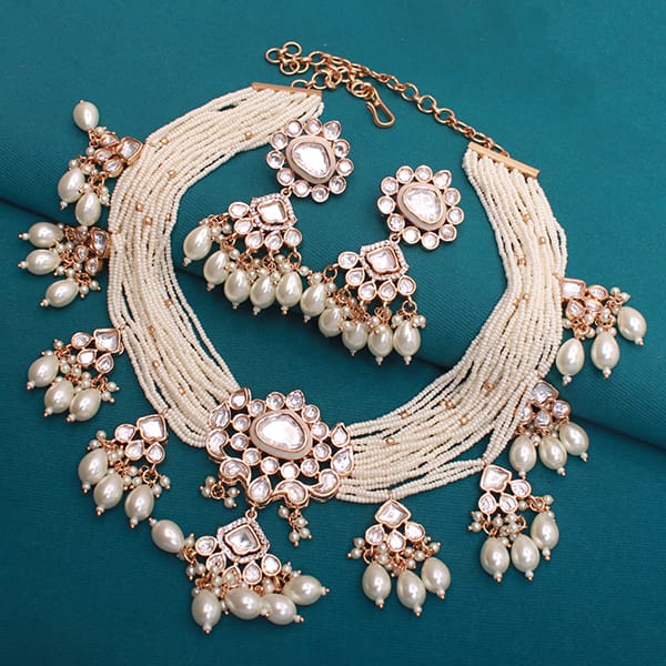 Mrunal Pearl Polki Designer Necklace Set