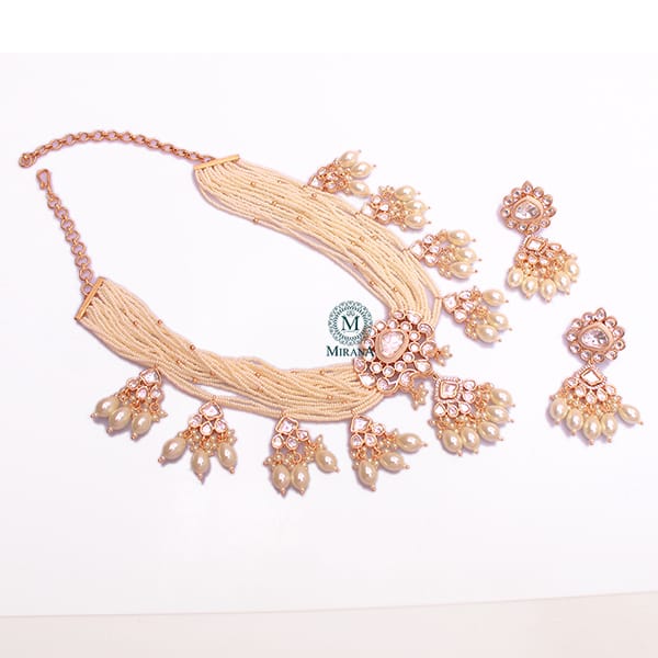 Mrunal Pearl Polki Designer Necklace Set