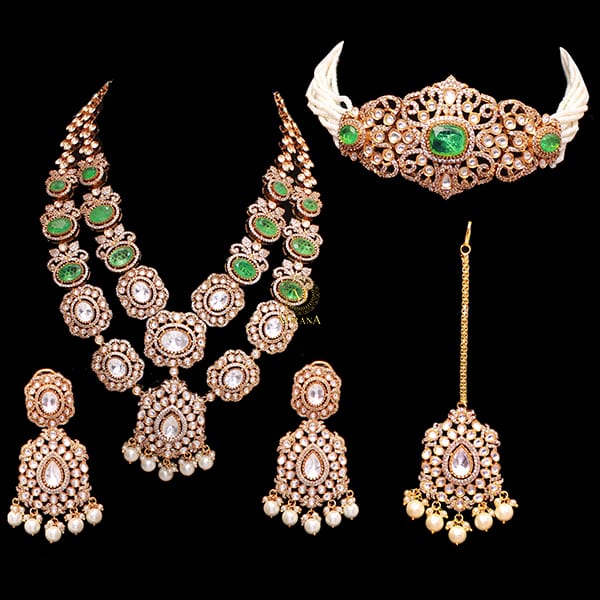 Radhika Green Pearl Polki Bridal Designer Set