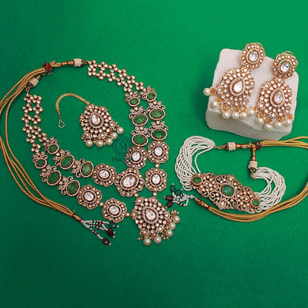 Radhika Green Pearl Polki Bridal Designer Set