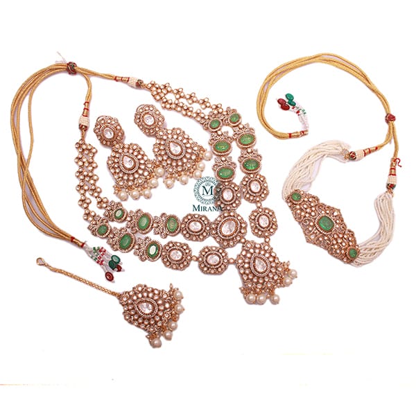 Radhika Green Pearl Polki Bridal Designer Set