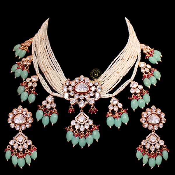 Mrunal Trio Colour Polki Designer Necklace Set