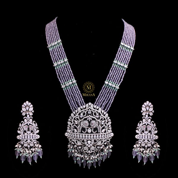 Helina CZ Designer Long Necklace Set