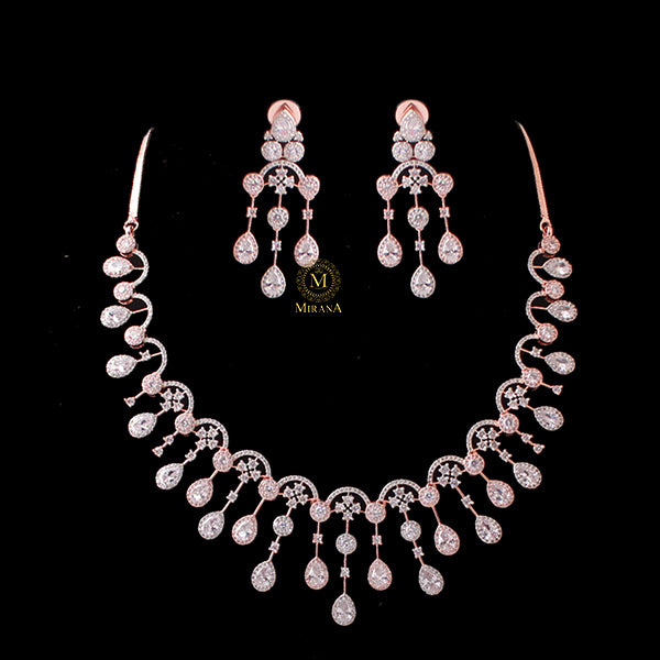 Sofia Waterfall CZ Designer Necklace Set