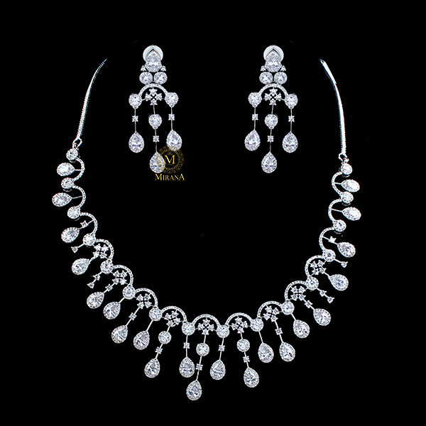 Sofia Waterfall CZ Designer Necklace Set