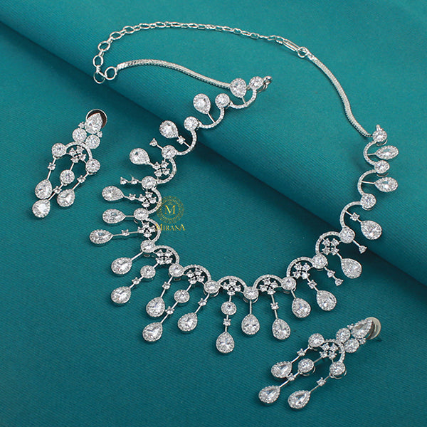 Sofia Waterfall CZ Designer Necklace Set