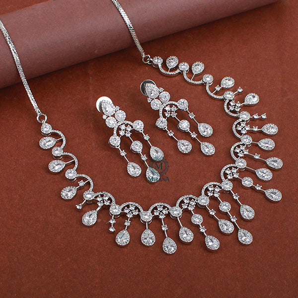 Sofia Waterfall CZ Designer Necklace Set