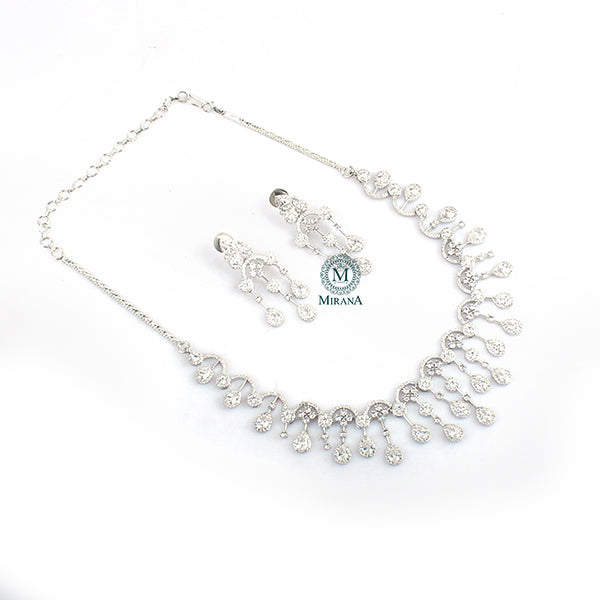 Sofia Waterfall CZ Designer Necklace Set