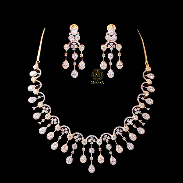 Sofia Waterfall CZ Designer Necklace Set