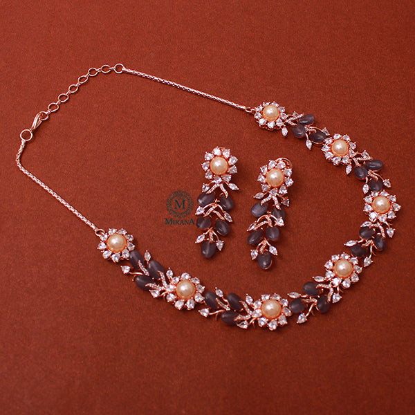 Sinora Lavender Pearl Fusion Designer Necklace Set