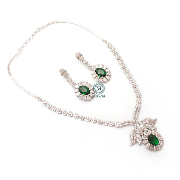 Steffina Emerald Green Designer Necklace Set