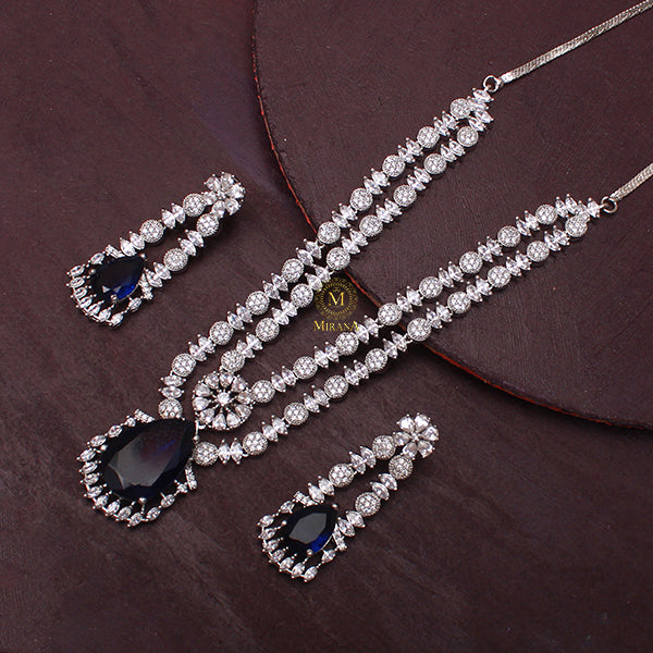 Lovey Sapphire Blue Layered Necklace Set