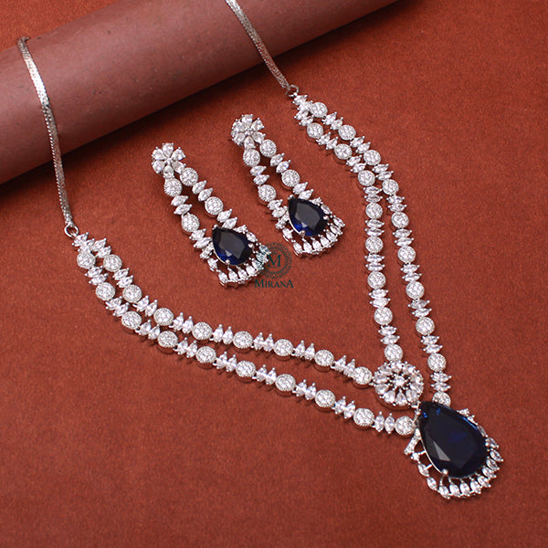 Lovey Sapphire Blue Layered Necklace Set