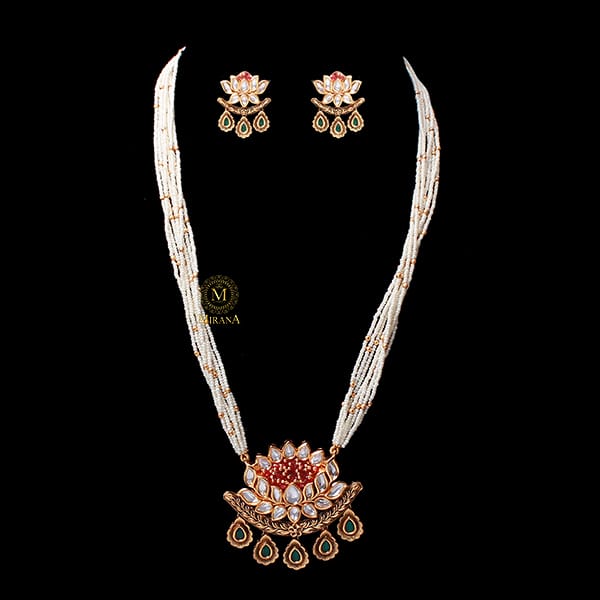 Kamla Ruby Green Polki Designer Necklace Set