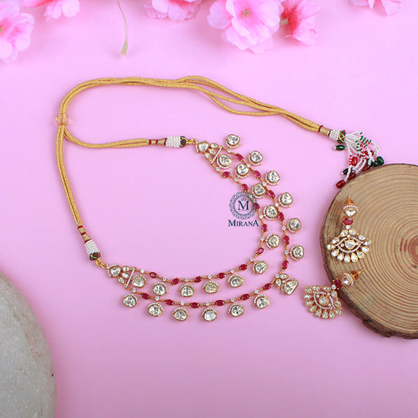 Deep Double Layered Moissanite Necklace Set