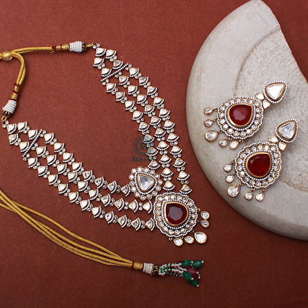 Mallika Ruby Layered Polki Designer Necklace Set