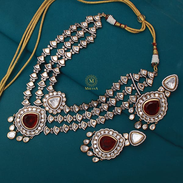 Mallika Ruby Layered Polki Designer Necklace Set