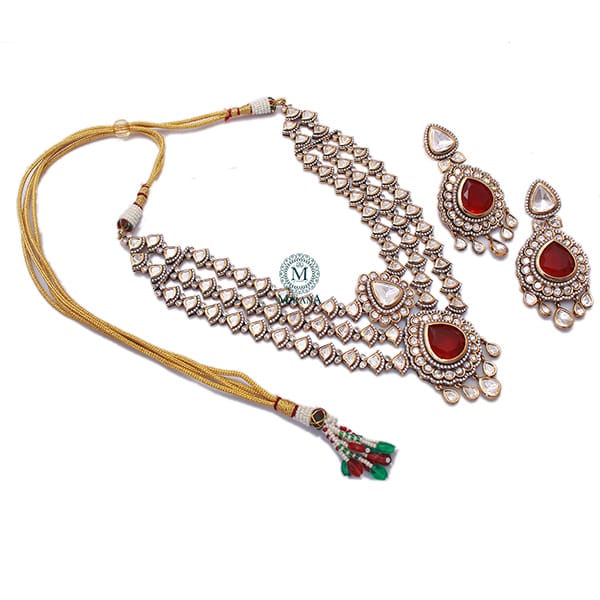 Mallika Ruby Layered Polki Designer Necklace Set