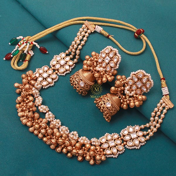 Kitashi Pearl Antique Designer Necklace Set