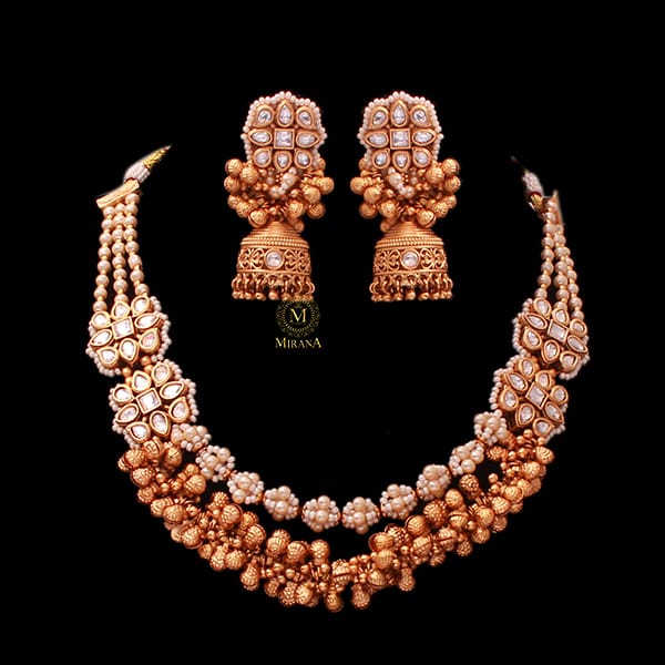 Kitashi Pearl Antique Designer Necklace Set