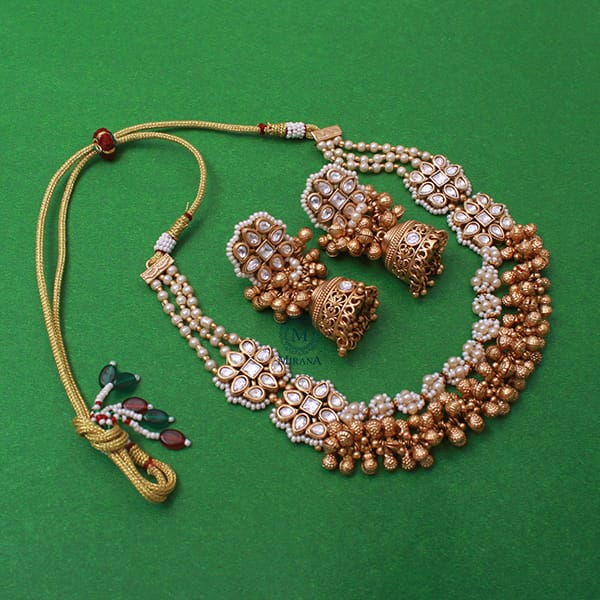 Kitashi Pearl Antique Designer Necklace Set