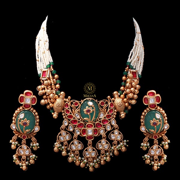 Vaani Pearl Antique Designer Necklace Set