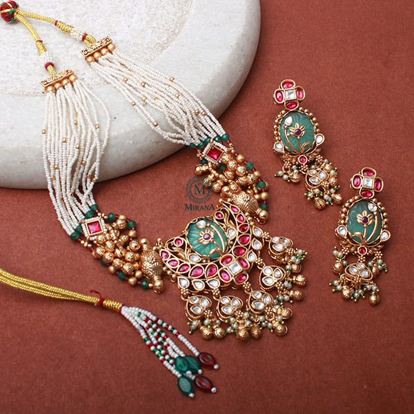 Vaani Pearl Antique Designer Necklace Set