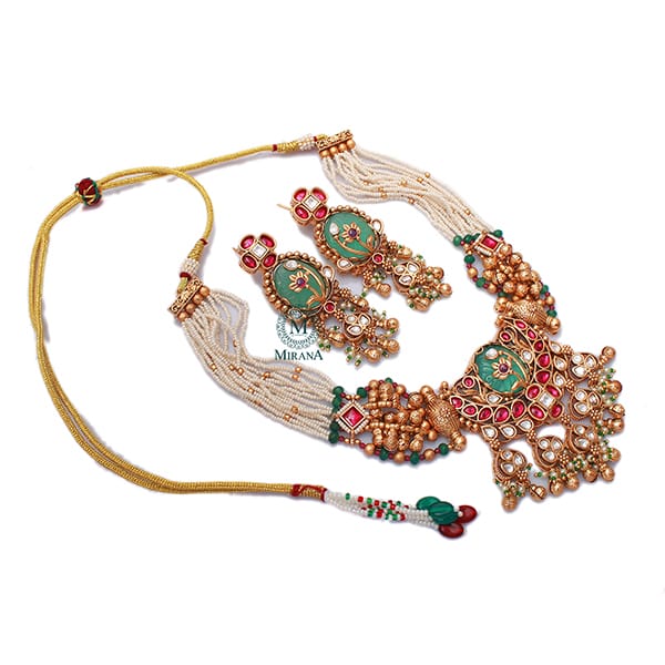 Vaani Pearl Antique Designer Necklace Set