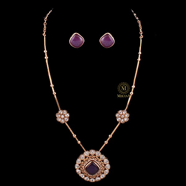 Shruthi Lavender Moissanite Designer Necklace Set