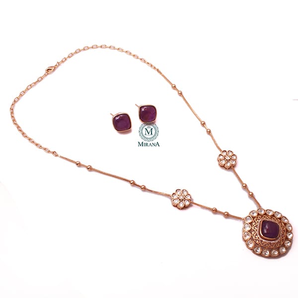 Shruthi Lavender Moissanite Designer Necklace Set