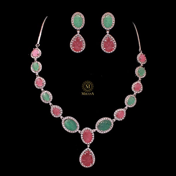 Rosalie Multi Pastel CZ Designer Necklace Set