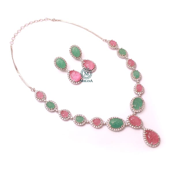 Rosalie Multi Pastel CZ Designer Necklace Set