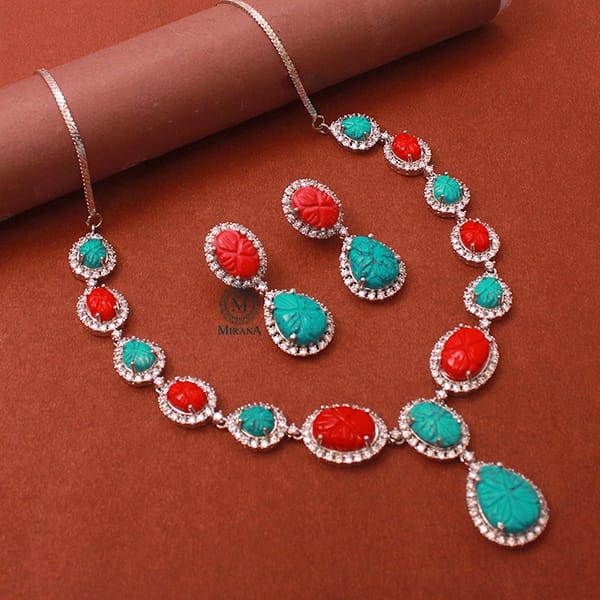 Rosalie Multi Colour CZ Designer Necklace Set