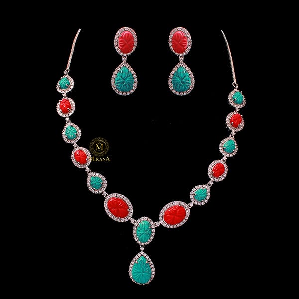 Rosalie Multi Colour CZ Designer Necklace Set