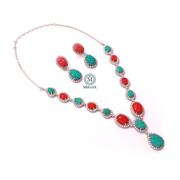 Rosalie Multi Colour CZ Designer Necklace Set