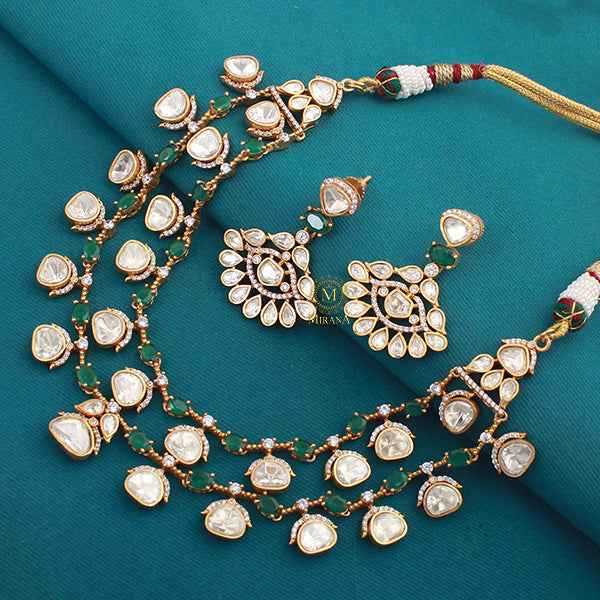 Deep Double Layered Moissanite Necklace Set