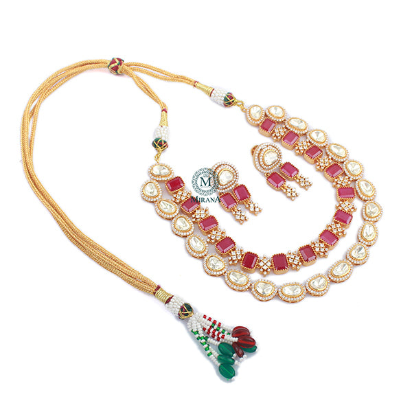Diva Ruby Moissanite Designer Necklace Set