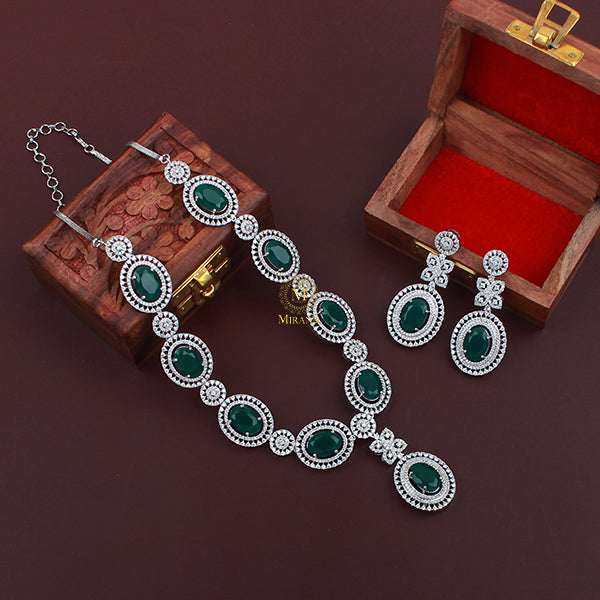 Nina Emerald Green CZ Designer Necklace Set