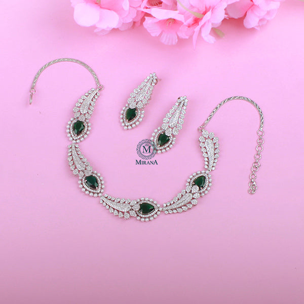 Giordi Emerald Green CZ Designer Necklace Set